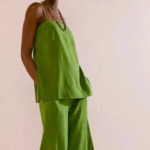 Free People Vibrant Green Wide Leg Jumpsuit